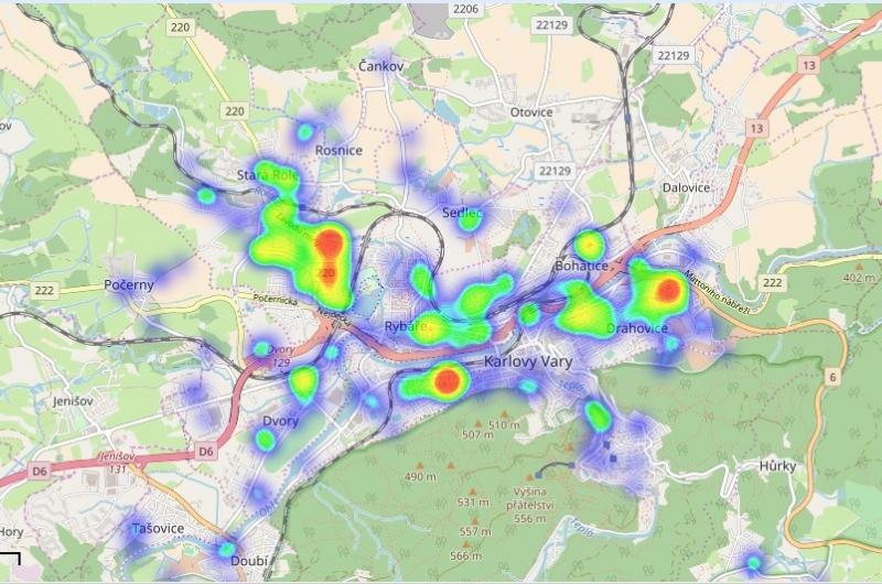 Mapa řešených případů