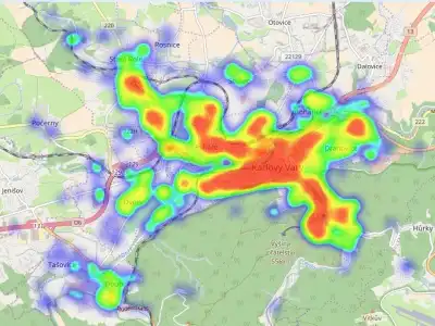 Teplotní mapa přijatých oznámení